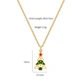 Christmas enamel green tree pendant necklace with adjustable gold chain for women - White Green Christmas Tree