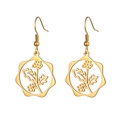 Golden hollow floral drop earrings with intricate botanical design for women - Gold Color Holly