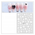 Waterproof white flower nail stickers JO-1868 with daisy patterns and thin adhesive film - Flower and Bow Pattern (T023-1868)