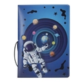 3D embossed space theme passport holder featuring astronaut and planet with elastic band - 3D Dark Blue Astronaut