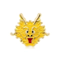 Cartoon Chinese dragon zodiac enamel brooch in vibrant yellow and gold finish - Bright Yellow Dragon Head