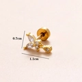 Orecchino a farfalla dorata per cartilagine con zircone e perno in acciaio inox - Farfalla Fiore / Oro 1#