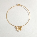 Elegant gold butterfly necklace with white pearls and minimalist stainless steel ring design - Butterfly Choker