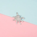 Silver hermit crab charm with intricate metal details on a blue and pink split background - Realistic Hermit Crab Shape Style (4#)