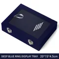 Dark blue velvet jewelry organizer for rings with clear lid, size 20x15x4.5cm - Ring Slot Style / Dark Blue