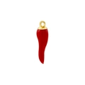Vibrant red chili pepper pendant with gold metal loop for DIY jewelry making - VD1480 Gold Red Enamel Chili