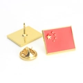 Zinc alloy China flag pin with red enamel finish and golden butterfly clasp - China