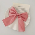 Pink satin double-layered bow hair claw clip for elegant women styling - Pink Satin Bow Hair Clip / Pink