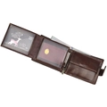 Three-fold dark brown vintage genuine leather wallet with multiple card slots and coin pocket - 6200 Style / Coffee Oil Leather