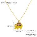 Gele emaille olifant hanger ketting met kleurrijke kristallen en gouden bolletjesketting - Gouden Gele Olifant Stijl(P1941)
