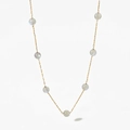 Y-shaped gold stainless steel necklace with iridescent grey moonstone beads - Moonstone Style (KDD050)