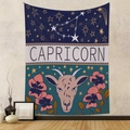 Detail of Capricorn tapestry featuring vintage constellation art and floral patterns - Capricorn