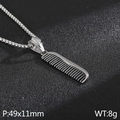 Collier avec pendentif peigne en acier inoxydable argenté pour coiffeur 49x11mm - Peigne Couleur Acier (KP55372-BD)