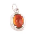 Oval sunstone pendant with red copper plated prong setting for DIY jewelry making - L229115-Orange White Gold