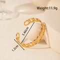 Bracciale rigido regolabile in acciaio inossidabile dorato con foglia di ginkgo e serpente - Stile Aperto a Catena (YB-189)