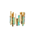 Lava line enamel drip open ring in gold stainless steel with black and white accents - Colorful Liquid Enamel (ZJ188)