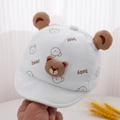 Detail of light blue baby sun hat with cute bear ears and bear embroidery - 44cm (0-8 Months) / Blue