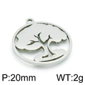 Poliertes Edelstahl Lebensbaum Anhänger, 20mm hohler runder Charm für DIY Schmuck - Stil 1 (KLJ4261-Z) / Stahlfarbe