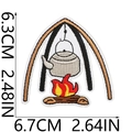 Detail of outdoor camping patch with teapot over a campfire embroidery decoration - Teapot Campfire Style