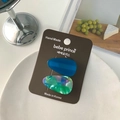 Pair of water drop hair clips in solid dark blue and iridescent gradient finish - Duckbill Hair Clips / 2 Pcs/Set / Blue