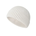 Winter white ribbed knit beanie hat in hip hop style for men and women - One Size / White