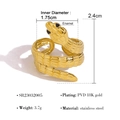 Bague serpent en acier inoxydable doré 18 carats avec yeux en émail noir élégant - Serpent Réaliste en Émail Noir