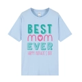 T-shirt bleu clair à manches courtes avec imprimé Best Mom Ever pour la fête des mères - XS / Hauts / Bleu clair