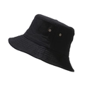 Close-up of black cotton bucket hat featuring metal eyelets and detailed stitching - M (56-58cm) / Black