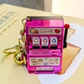 Pink metallic slot machine keychain with golden bell and sweet heart patterns - Colorful Milk Tea Rabbit Rose Red With Gold Buckle And Golden Bell / 1000 Minimum Order