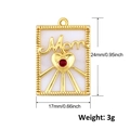 Macro shot of a gold Mom pendant with white inlay and dimensions 24mm by 17mm - Rectangular Mom Ruby Heart Style (A0516)