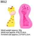 Giraffe-shaped silicone fondant mold with yellow cartoon animal craft for cake decorating - 2# Giraffe / Pink