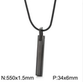 Collier minimaliste en acier inoxydable noir avec pendentif barre et chaîne serpent - Couleur Noire + Chaîne Serpent (KN230188-K)