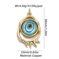 Detail view of gold copper evil eye pendant with 30mm height and colorful zircon pattern - YSN032-07 (Abstract Gold Eye)