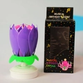 Purple lotus musical birthday candle with rotating flower design and gift packaging - Deluxe Double Layer Style / Purple