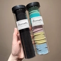 Canned high elasticity hair ties in black and mixed pastel colors in transparent tubes - Black + Spring Colors (200 Pcs/Can)