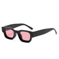 Retro square frame sunglasses in black with gradient pink lenses and wide temples - Black Frame Ocean Pink Polarized