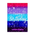 Pink and blue gradient Happy Birthday plastic gift bag with heart and star patterns - 09 Blue Birthday Party (17*25CM)