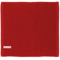 Red 100% cotton waffle weave kitchen towel with square texture and product material tag - 31*31cm / Red