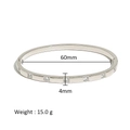 Macro detail of silver stainless steel bangle with 60mm diameter and 4mm width - Equidistant Round Zirconia Style (HF-B5121-S)