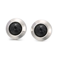 Orecchini a perno in acciaio inossidabile argento con cristallo nero sfaccettato - Base Argento Stile Nero (KE55646-Z)