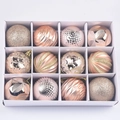 Set di 12 palline di Natale da 6cm in oro rosa e champagne con varie texture uniche - 12 Pezzi Oro Rosa Dipinto