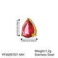 Teardrop pendant with red cubic zirconia in polished stainless steel for DIY jewelry - July Rose Red