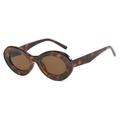 Retro oval sunglasses in dark brown tortoiseshell finish with tinted tea lenses - Leopard Frame / Tea Lens