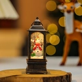 Lanterna natalizia vintage in bronzo con pupazzo di neve illuminato su vassoio - Oro Spazzolato-Pupazzo di Neve