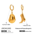 Gold stainless steel cowboy hat and boot earrings with size and weight details - Cowboy Hat & Boot Earrings (JDE2411002)