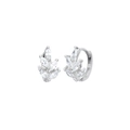 Boucles d'oreilles créoles en argent S925 avec zircons en forme de feuille marquise - Zircone Blanc (Ton Argent)