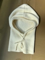 Ribbed knit white Balaclava hood scarf for women with adjustable drawstrings for winter - One Size (55-60cm) / Milky White