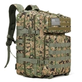 Tactical digital camouflage outdoor backpack with MOLLE system and US flag patch detail - 45L / Jungle Digital Camouflage