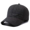 Dunkelgraue Winter-Baseballkappe für Herren mit Ohrenschutz und warmem Fleecefutter - Sport Stickerei Grau