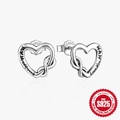 S925 sterling silver heart infinity stud earrings engraved with Love You Mom in silver - Heart Infinity Love You Mom